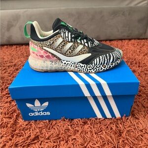 Adidas Black and White Animal Print Sneakers